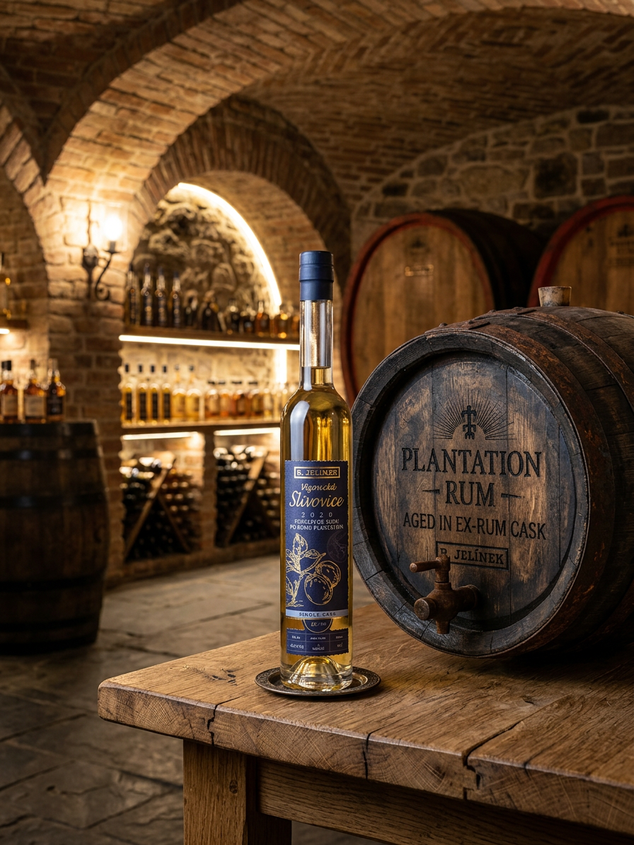 Vizovická slivovice 2020 Stanley ze sudu po rumu Plantation 48,5% 0,5l