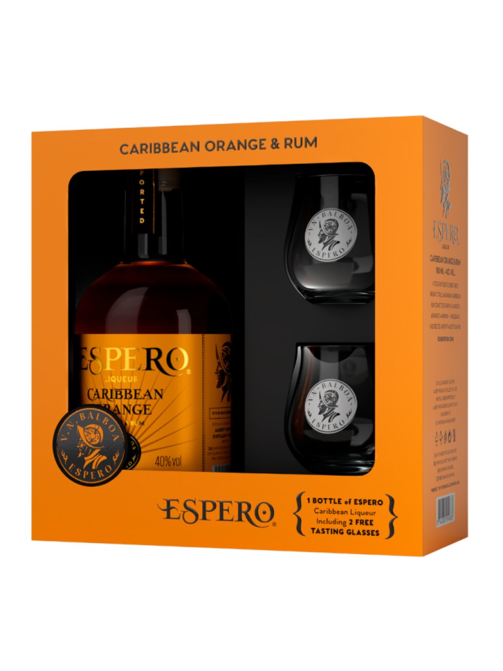 Espero Caribbean Orange 40% 0,7l + 2 skleničky