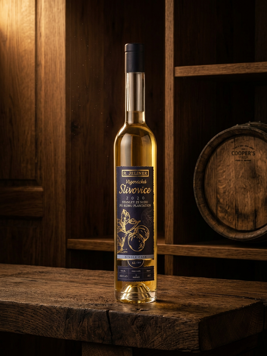 Vizovická slivovice 2020 Stanley ze sudu po rumu Plantation 48,5% 0,5l
