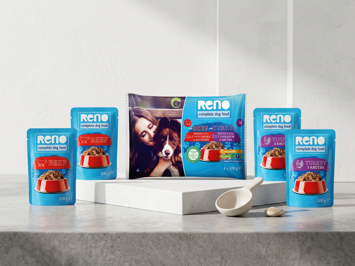 RENO Dog hovězí a krůta, kapsa 100 g (4 pack)