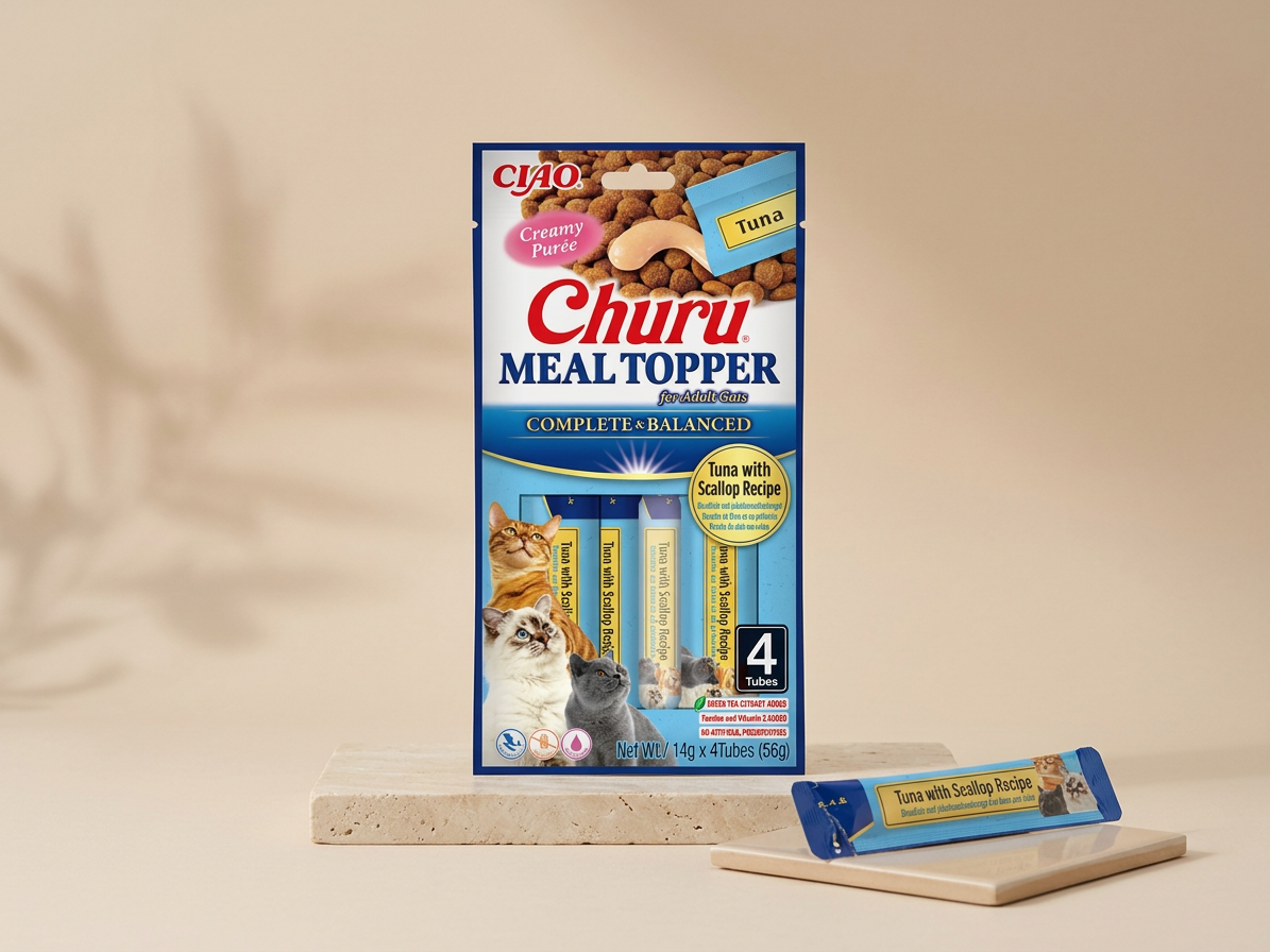 Churu Cat Meal Topper tuňák s hřebenatkou 4x14 g