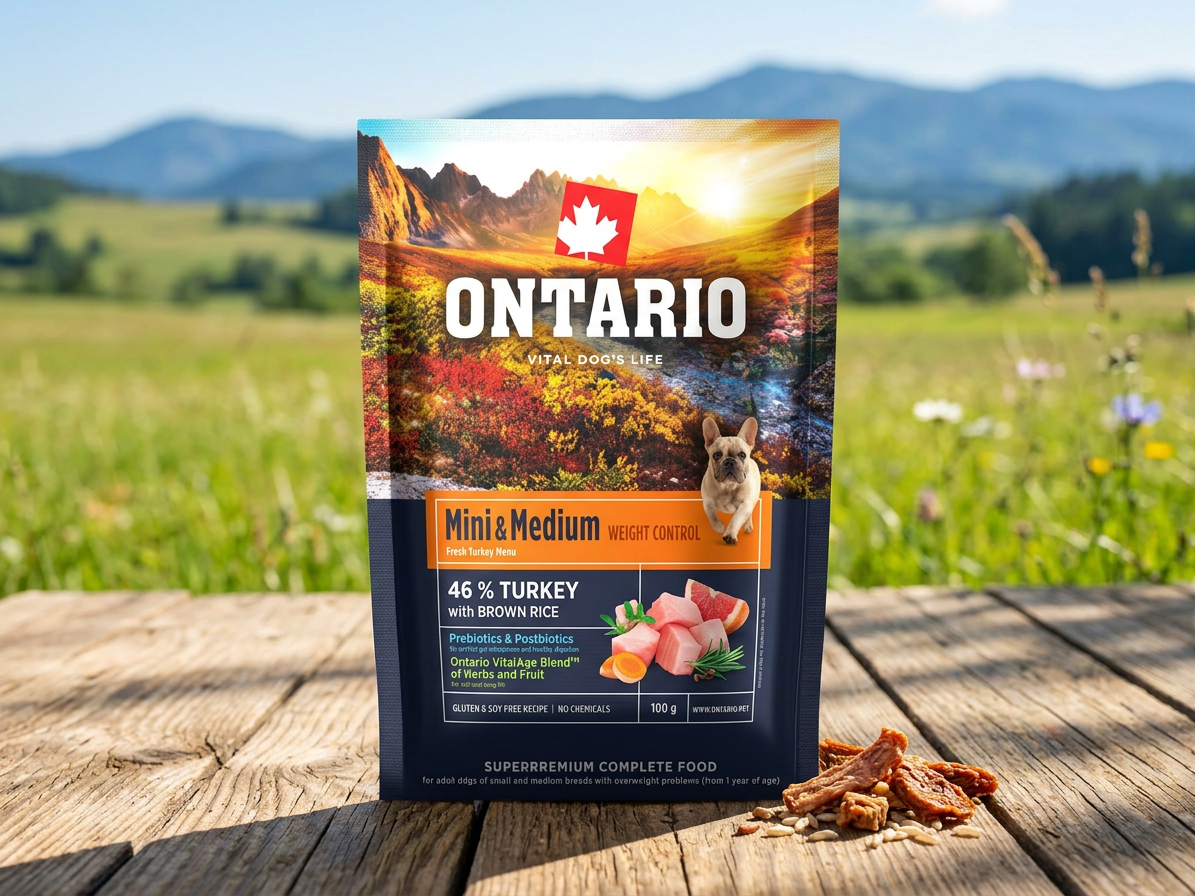 Vzorek Ontario Mini & Medium Weight Control krůta a hnědá rýže 100 g