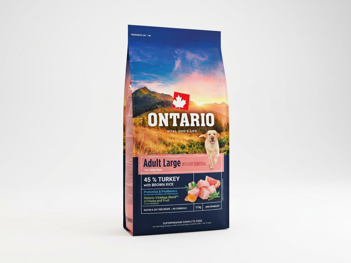 Ontario Large Weight Control Turkey & Brown Rice pro velká plemena 12 kg