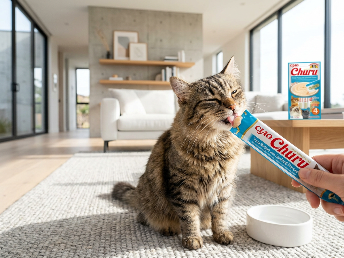 Churu cat masové pyré - tuňák, mořské plody 56g
