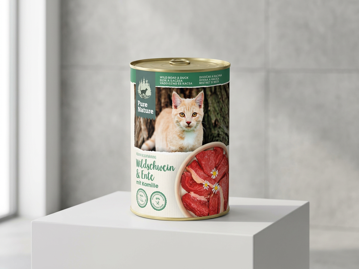 Pure Nature Cat Adult konzerva Divočák a Kachna s heřmánkem 400g