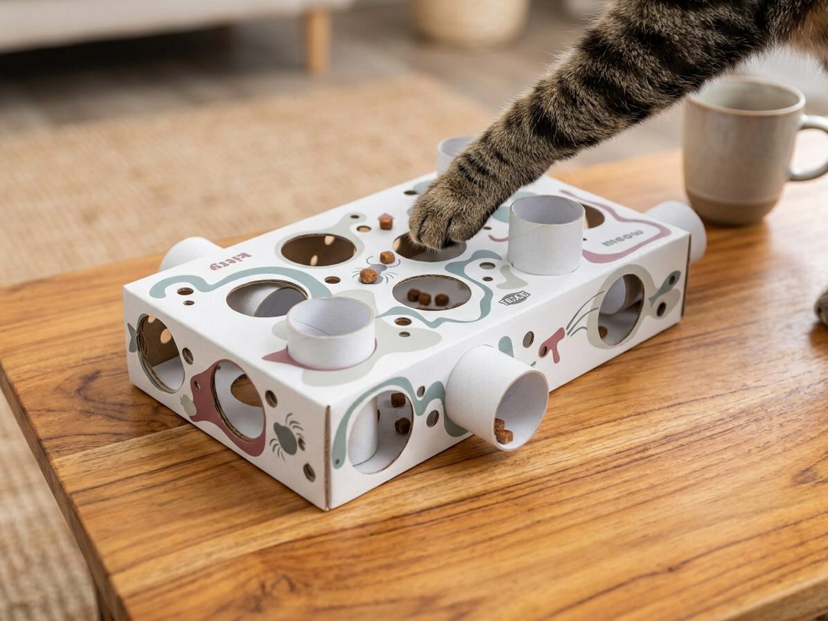 Cat Activity Paws'n'Treats Box - interaktivní hra pro kočky, 35 x 7 x 2 cm, karton