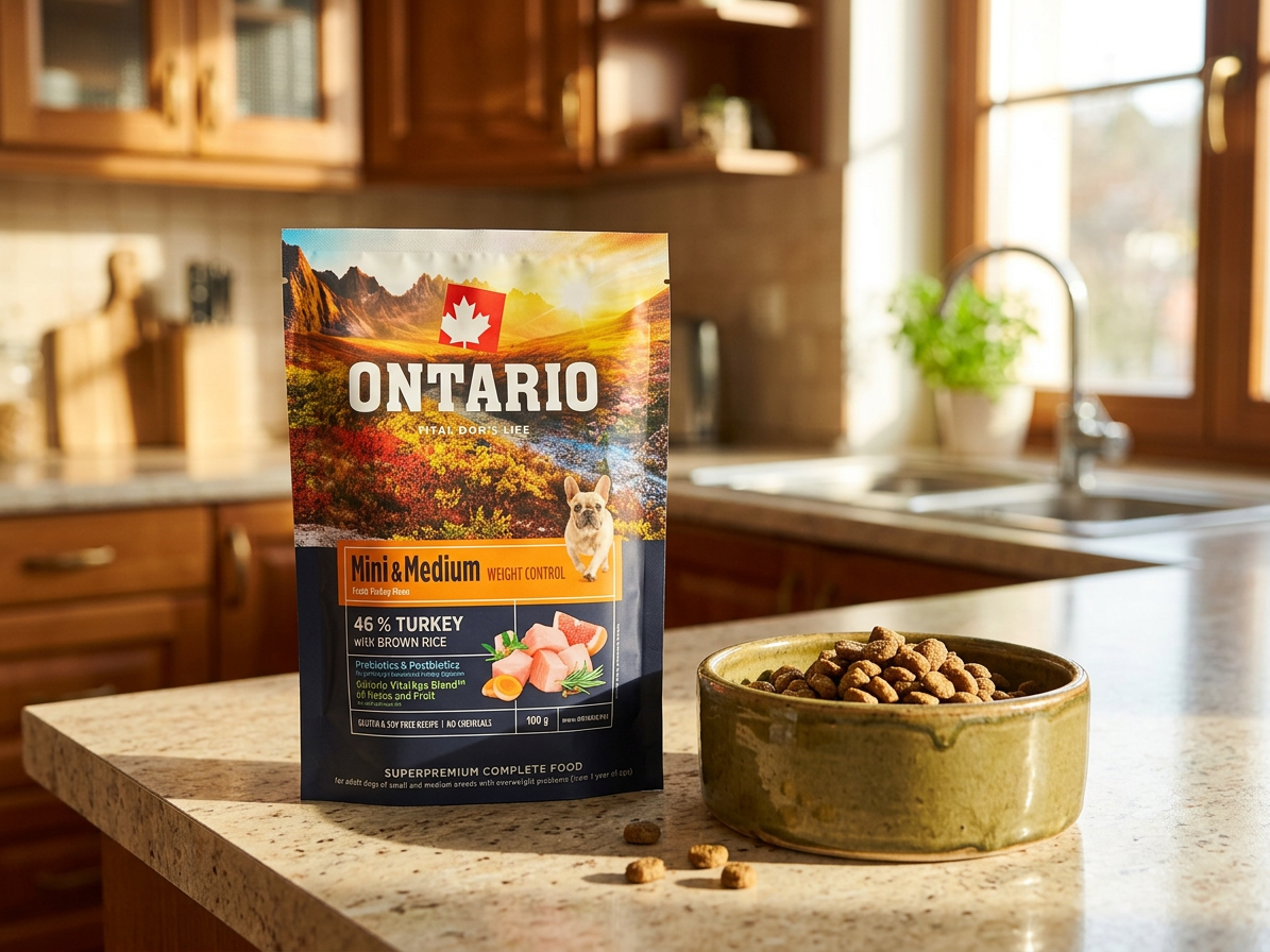 Vzorek Ontario Mini & Medium Weight Control krůta a hnědá rýže 100 g