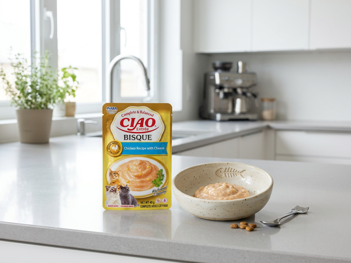 Kapsička pro kočky Churu Cat Entrée Bisque Chicken Recipe with Cheese, 40 g