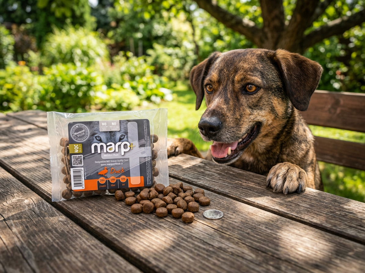 Marp Natural Plus kachna – kompletní granule pro psy, vzorek 70 g