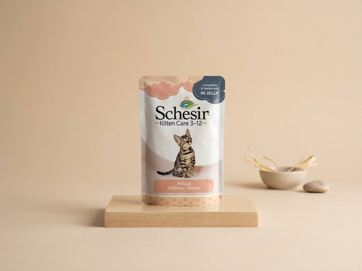 Kapsička pro koťata Schesir Cat Kitten Kuře želé, 150 g