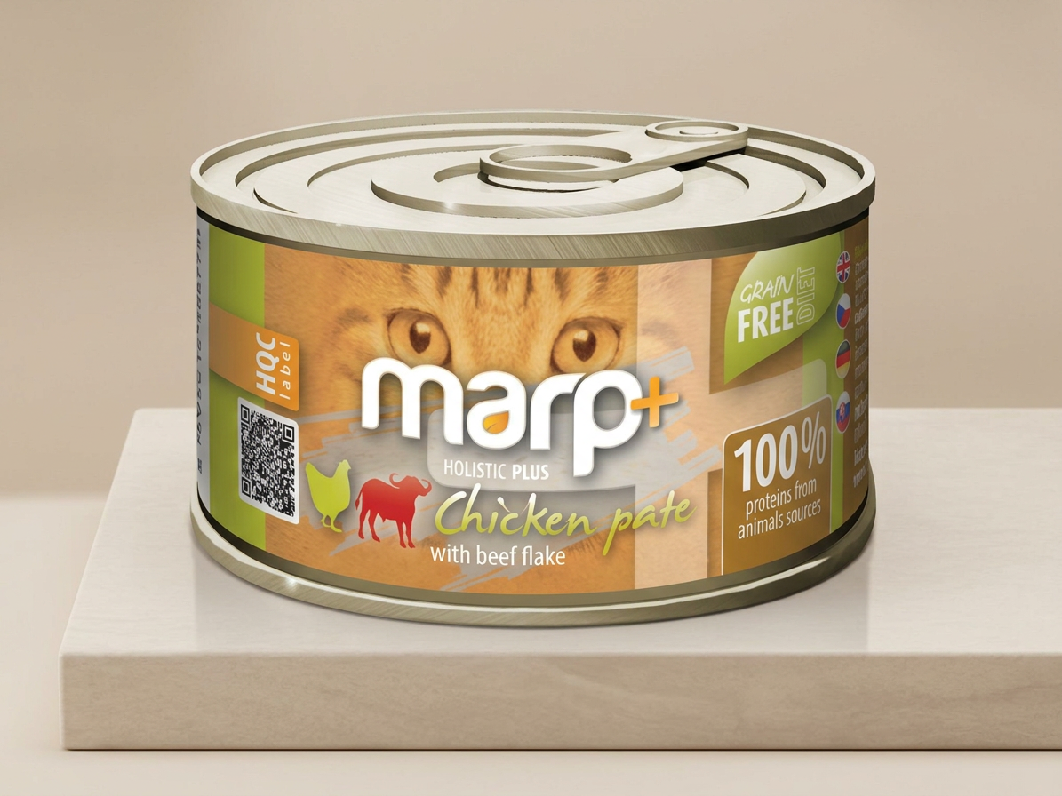 Marp Holistic Plus konzerva pro kočky - Kuřecí paté s hovězími kousky 70g