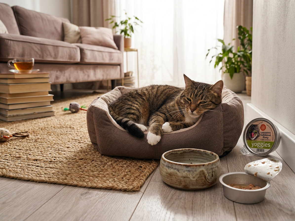 Mistička pro kočky Yoggies s lososem, tuňákem a želé omáčkou, 85g