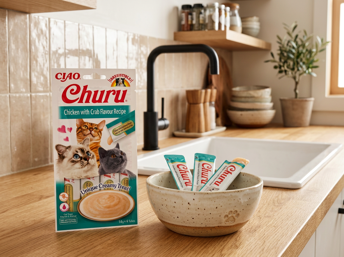 Churu cat masové pyré - kuře, krab 56g