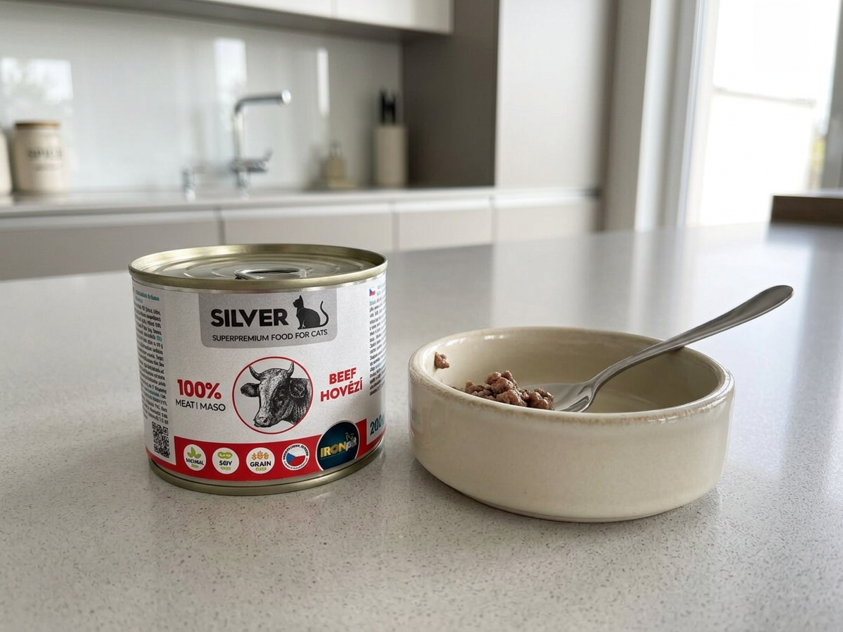 IRONpet Silver Cat Hovězí 100% masa, konzerva 200 g