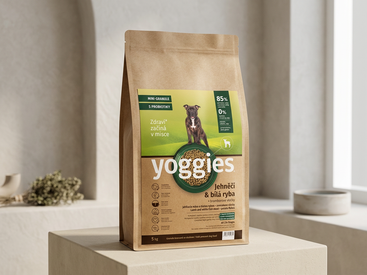 Yoggies MINIGRANULE jehněčí a bílá ryba s probiotiky 5 kg