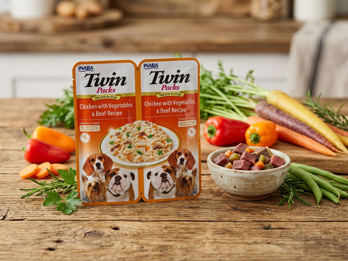 Kapsička Churu Dog Twin Packs - kuře, zelenina a hovězí ve vývaru 80g