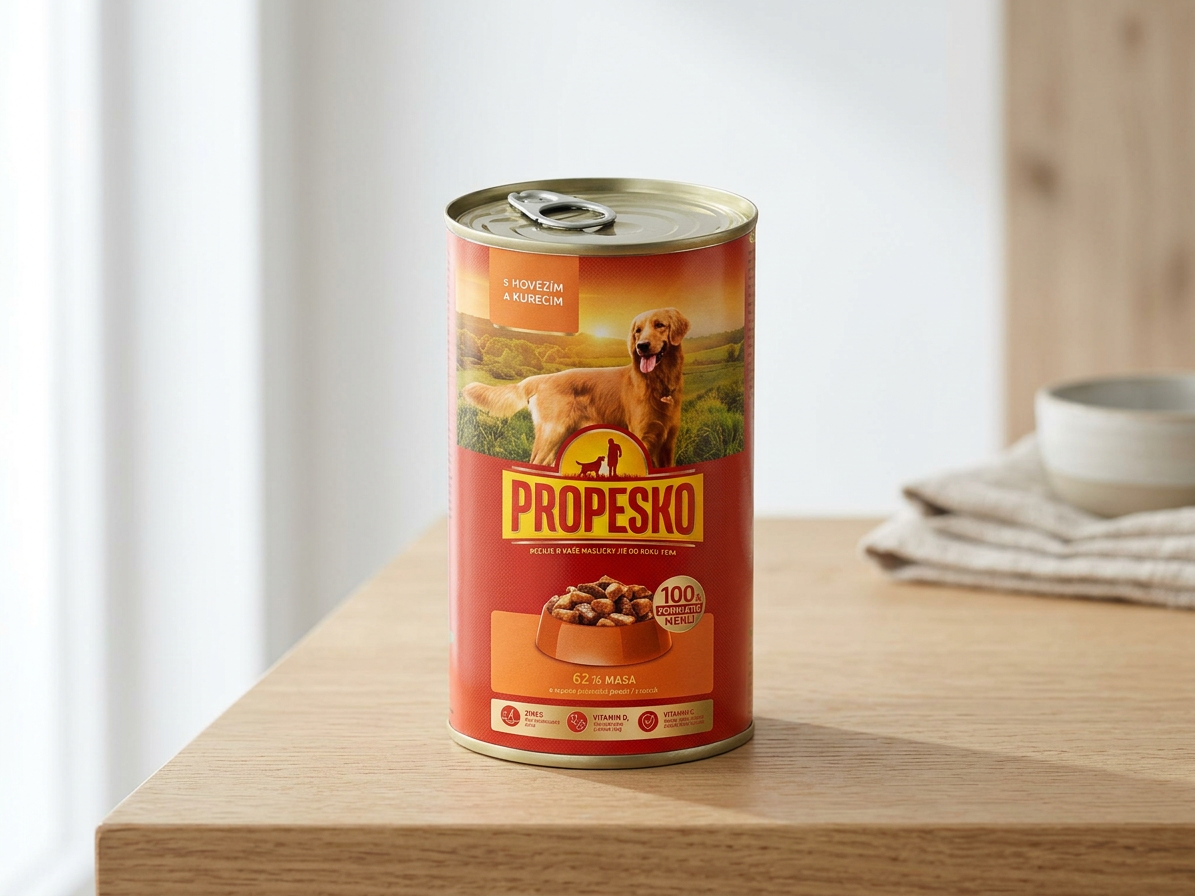 PROPESKO Dog hovězí a kuřecí v omáčce, kousky 1240 g