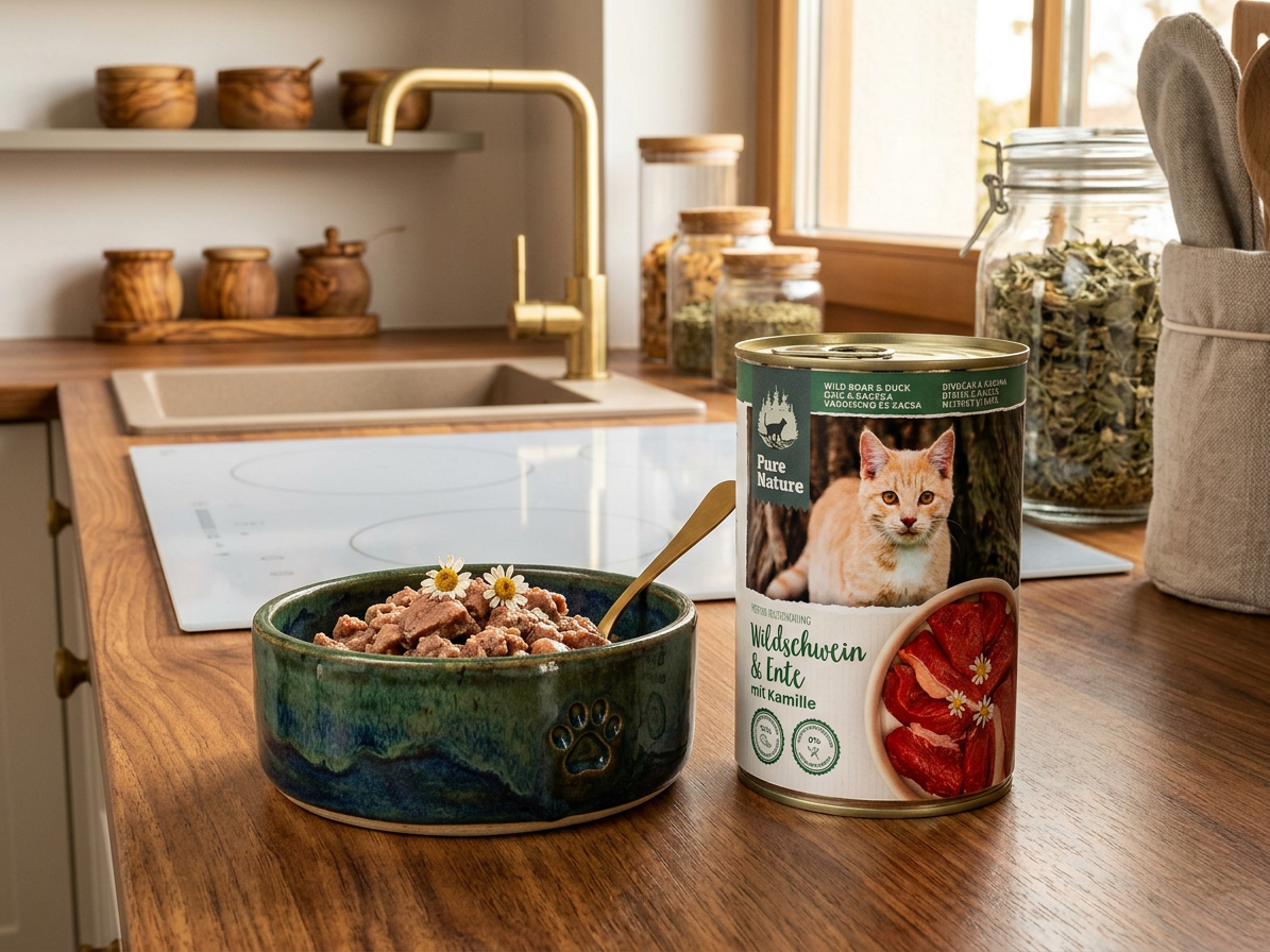 Pure Nature Cat Adult konzerva Divočák a Kachna s heřmánkem 400g