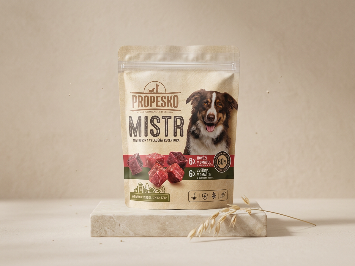 PROPESKO Dog Mistr hovězí, zvěřina v omáčce, kapsa 85 g (12 pack)