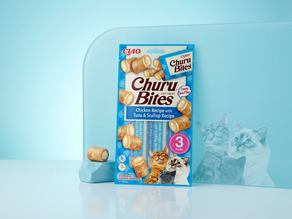 Churu cat Bites - kuře, tuňák a hřebenatky 30g