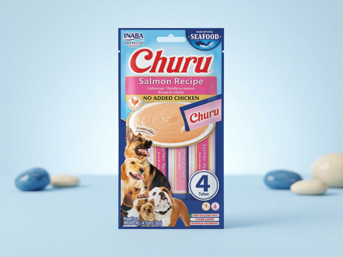 Pamlsek pro psy Inaba Churu dog snack losos, 4x14 g
