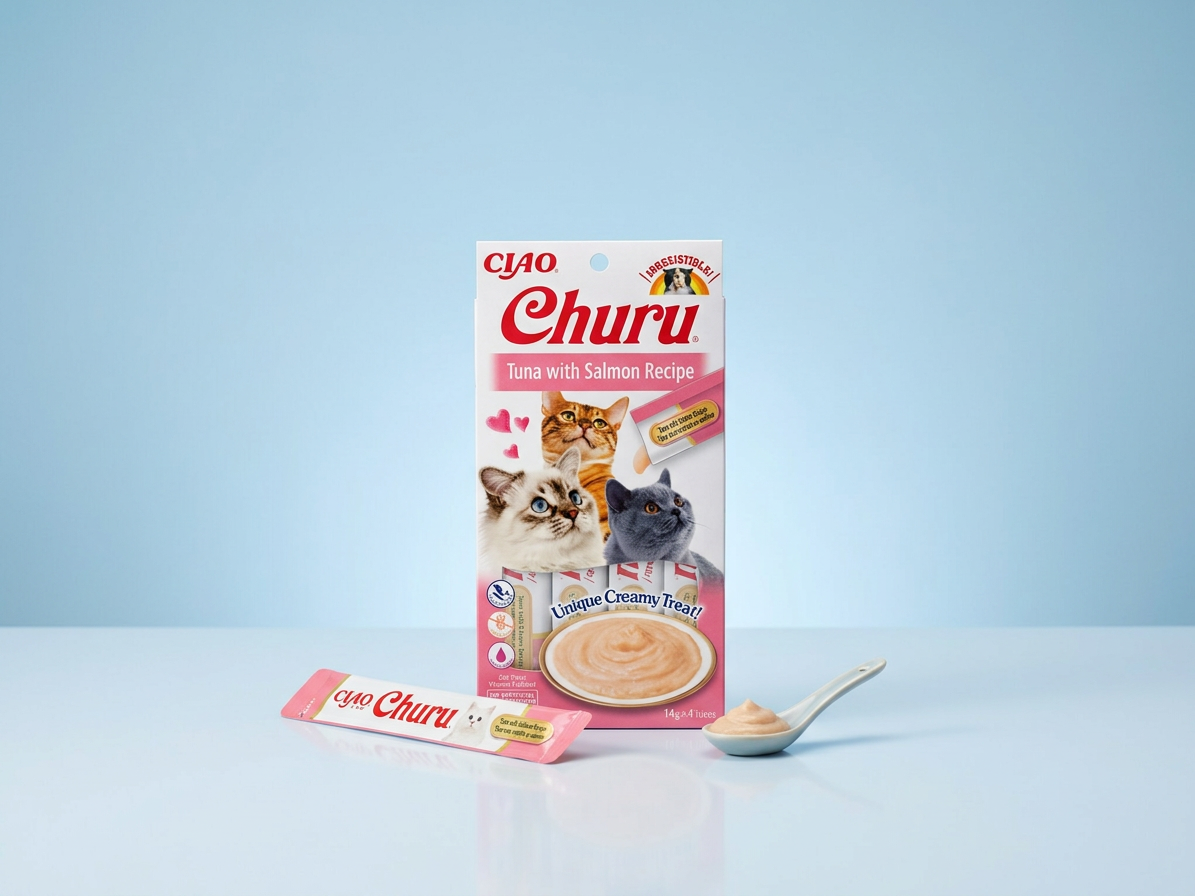 Churu cat masové pyré - tuňák, losos 56g