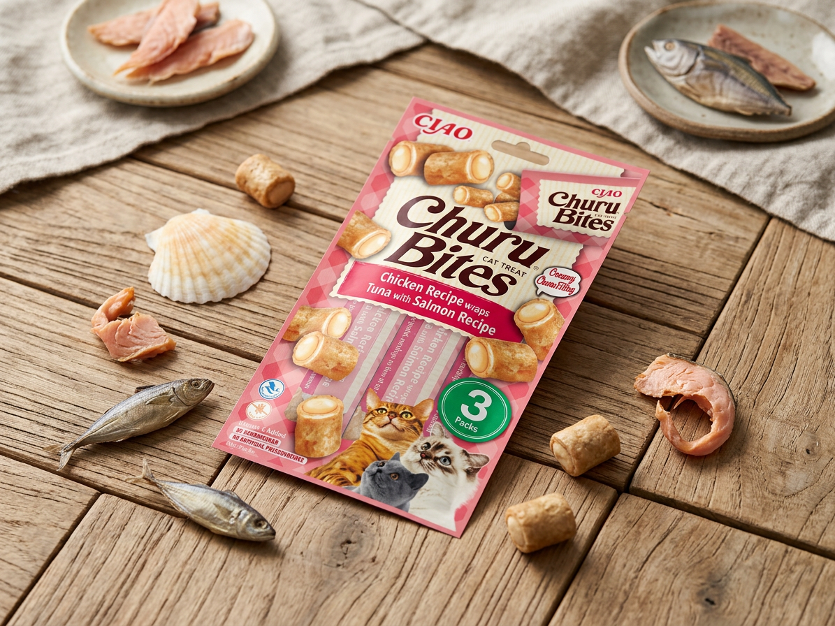 Churu cat Bites - kuře, tuňák a losos 30g