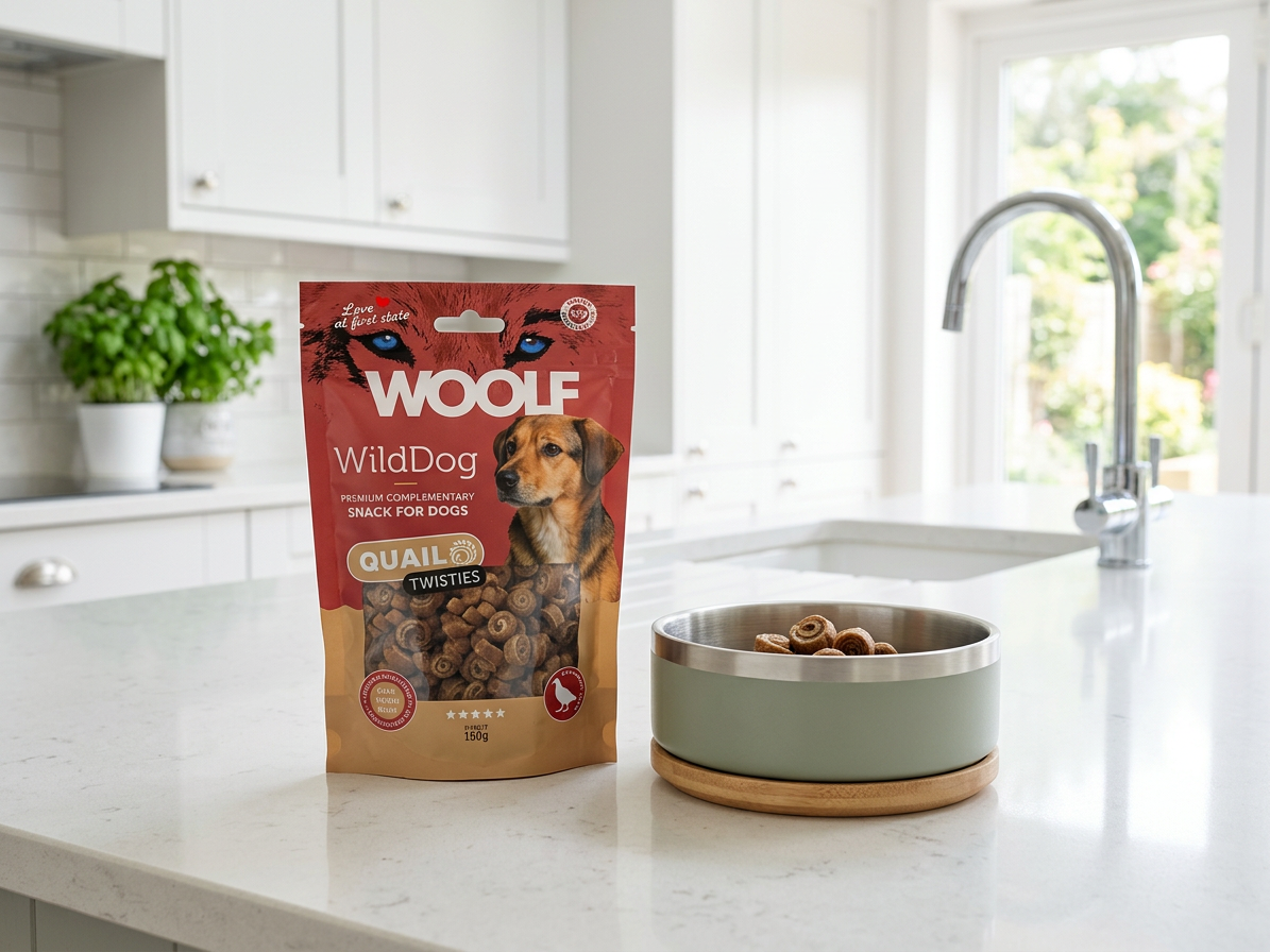 Pamlsek pro psy WOOLF WildDog poch. Twisties Quail&Cod, 100 g