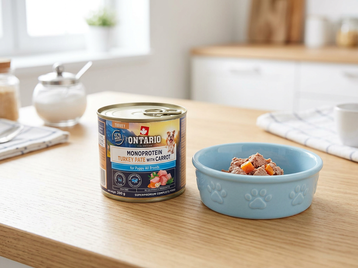 Konzerva Ontario Puppy monoprotein krůtí pate s mrkví 200g