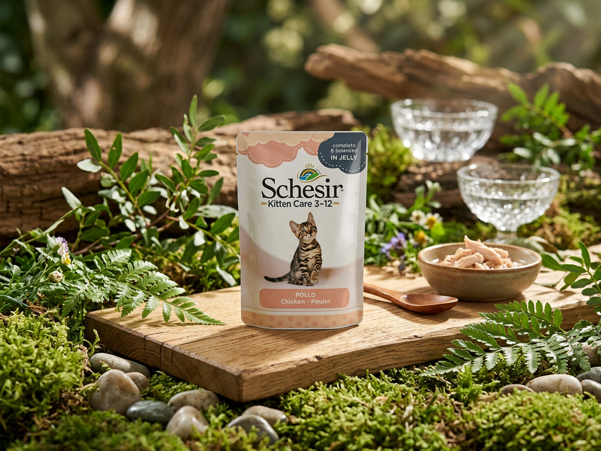 Kapsička pro koťata Schesir Cat Kitten Kuře želé, 150 g