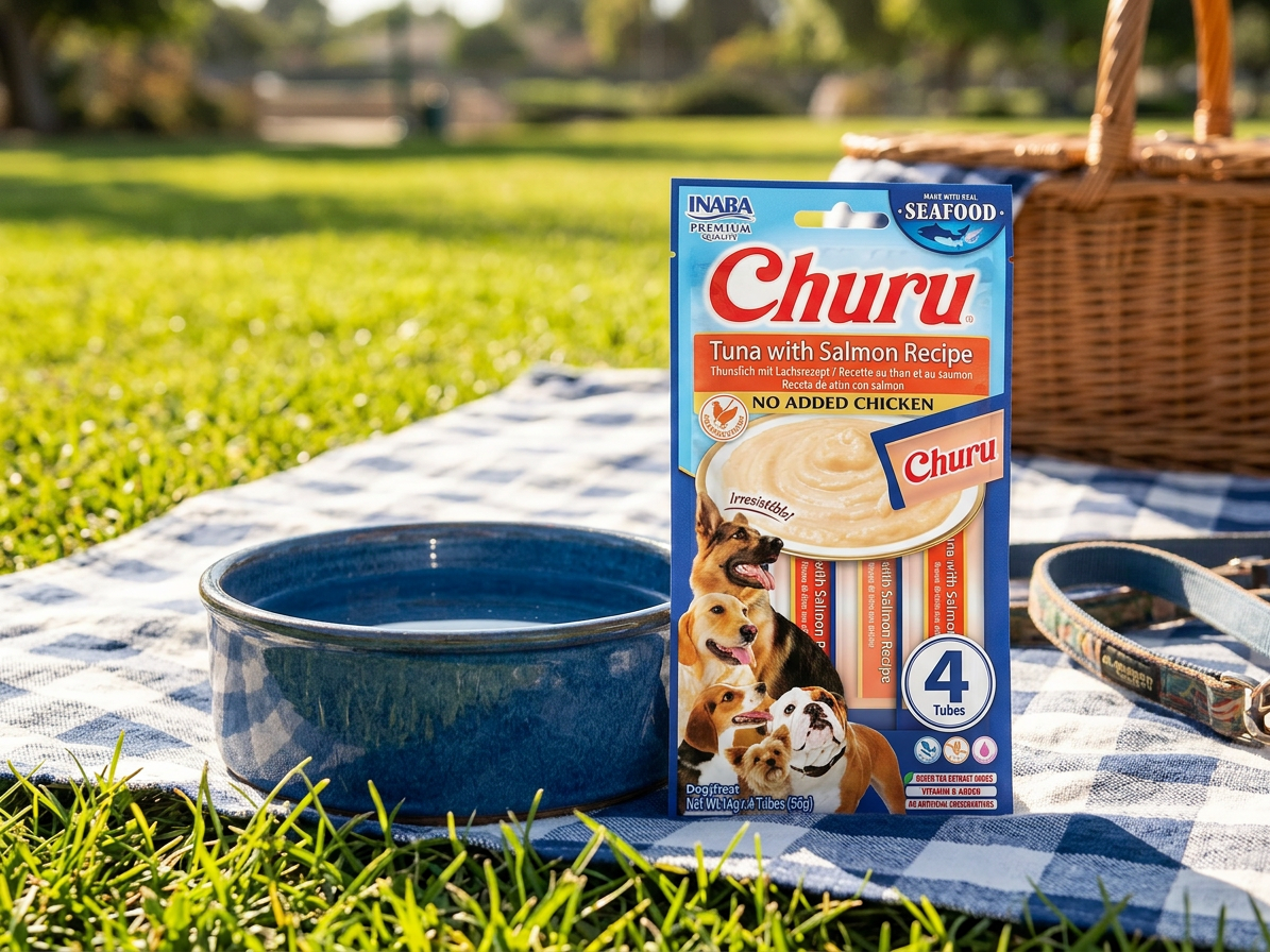 Pamlsek pro psy Inaba Churu dog snack tuňák s lososem, 4x14 g