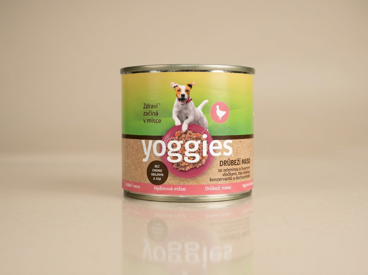 Konzerva pro psy Yoggies drůbeží s ovesnými vločkami a zeleninou 200g