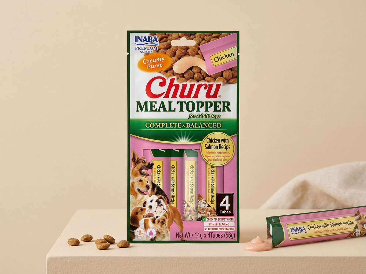 Inaba Churu Dog meal topper kuře a losos 4x 14g