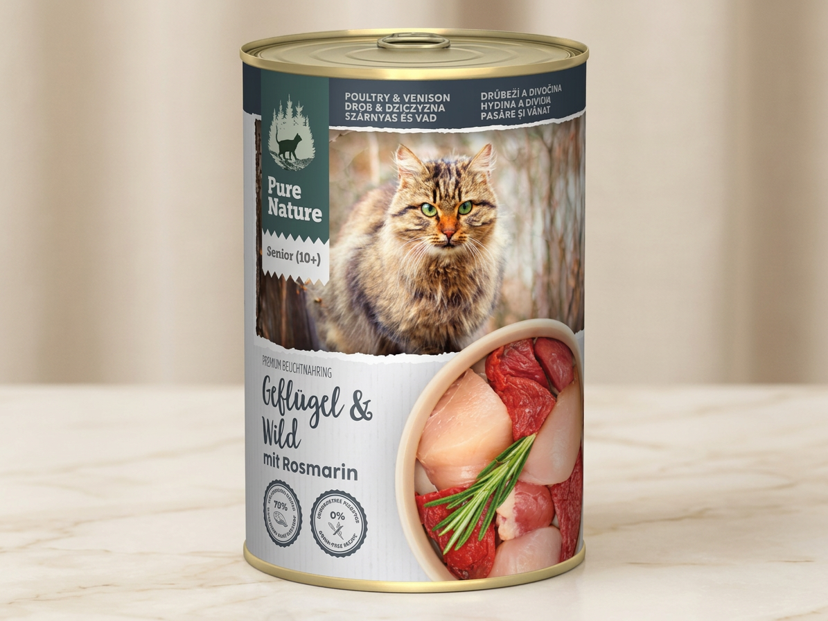 Pure Nature Cat Senior konzerva Drůbeží a Zvěřina s rozmarýnem 400g