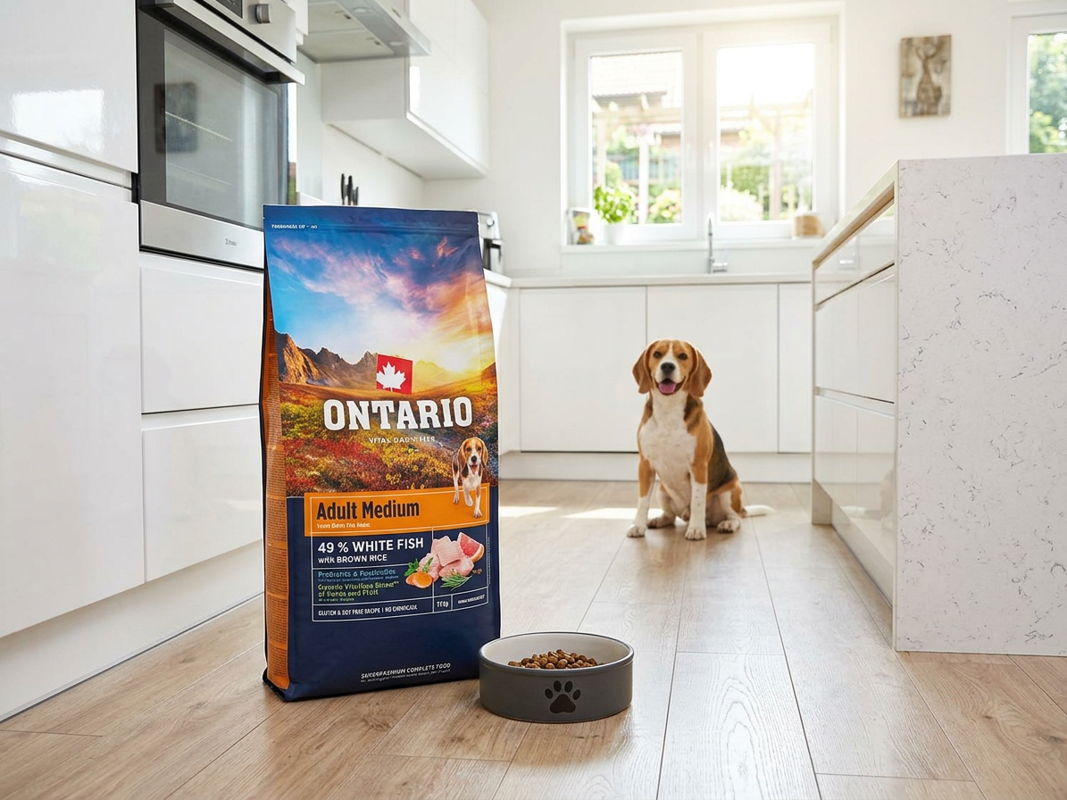 Ontario Adult Medium Fish & Brown Rice – granule pro dospělé psy 12 kg