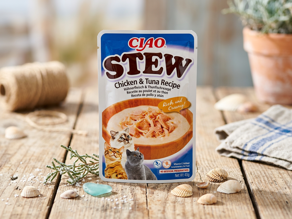 Churu Cat Stew kuře a tuňák – doplňkové krmivo pro kočky 40 g