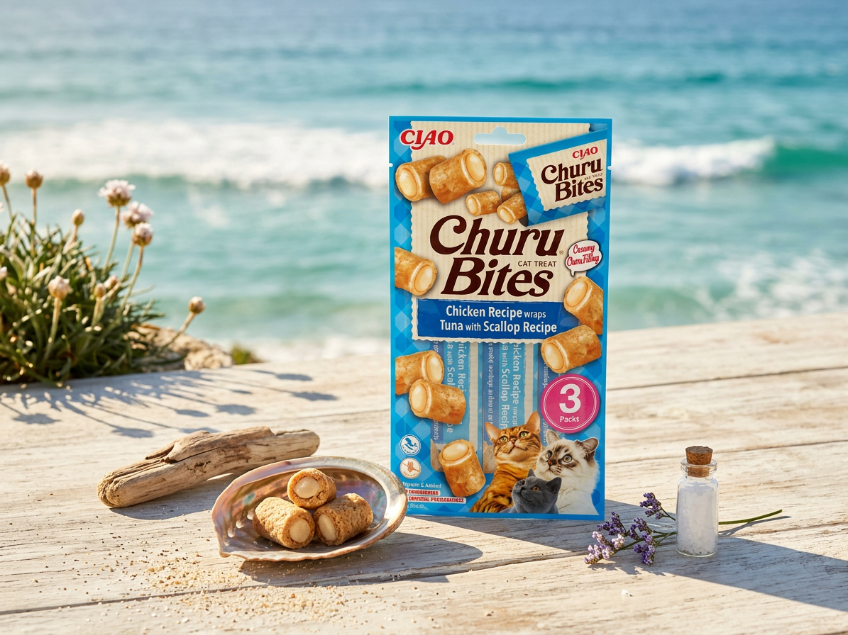 Churu cat Bites - kuře, tuňák a hřebenatky 30g