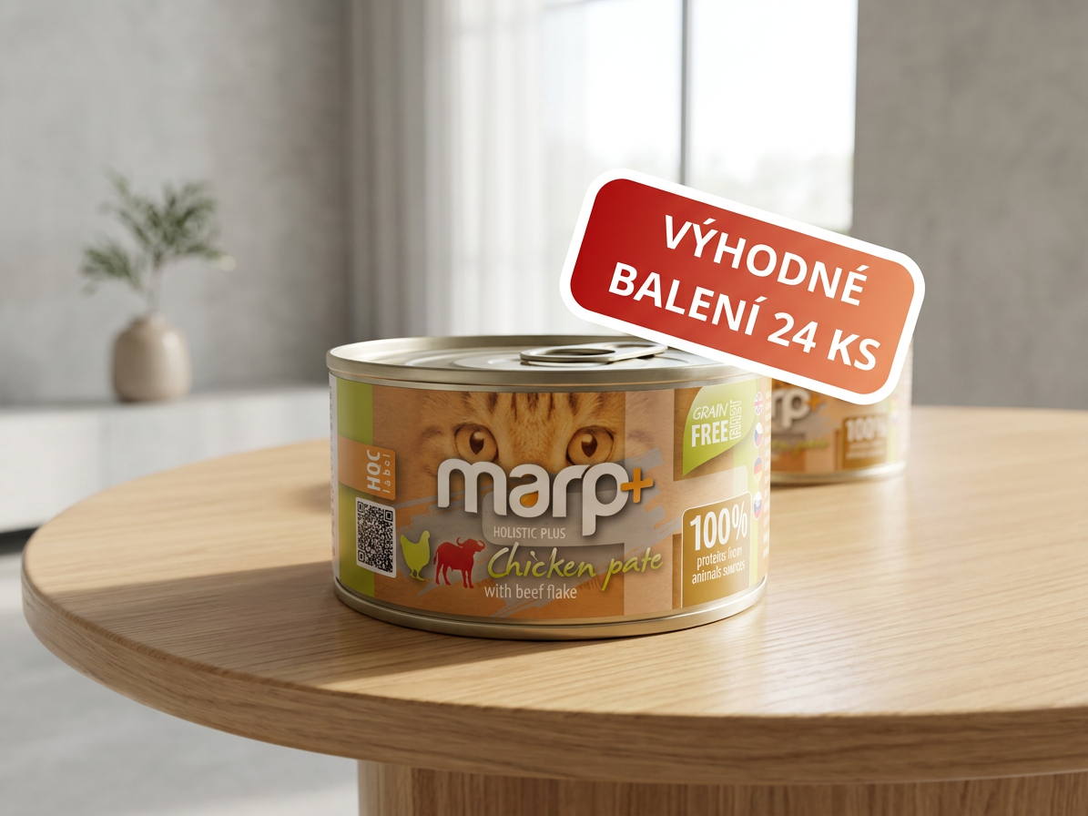 Marp Holistic Plus konzerva pro kočky - Kuřecí paté s hovězími kousky 24x70g