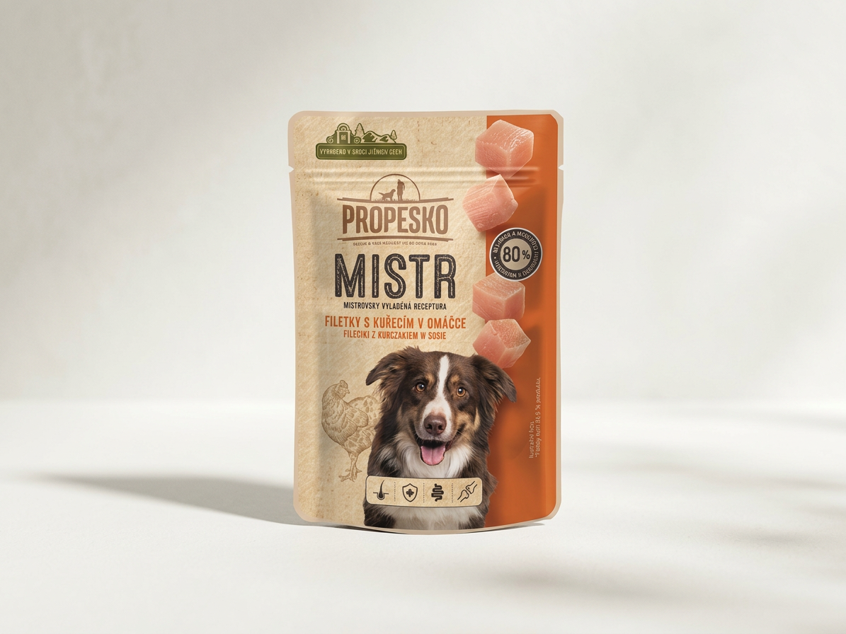PROPESKO Dog Mistr kuřecí v omáčce, kapsa 85 g