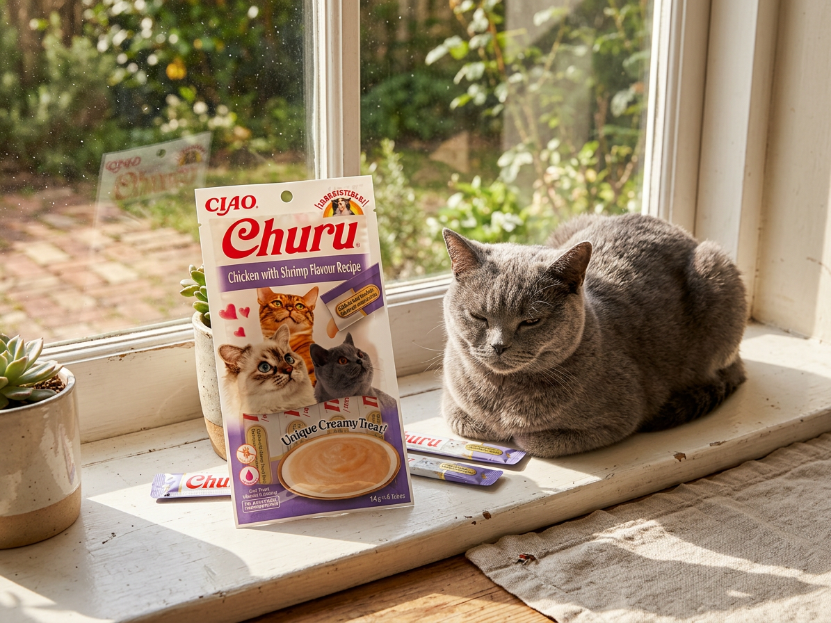 Churu cat masové pyré - kuře, krevety 56g