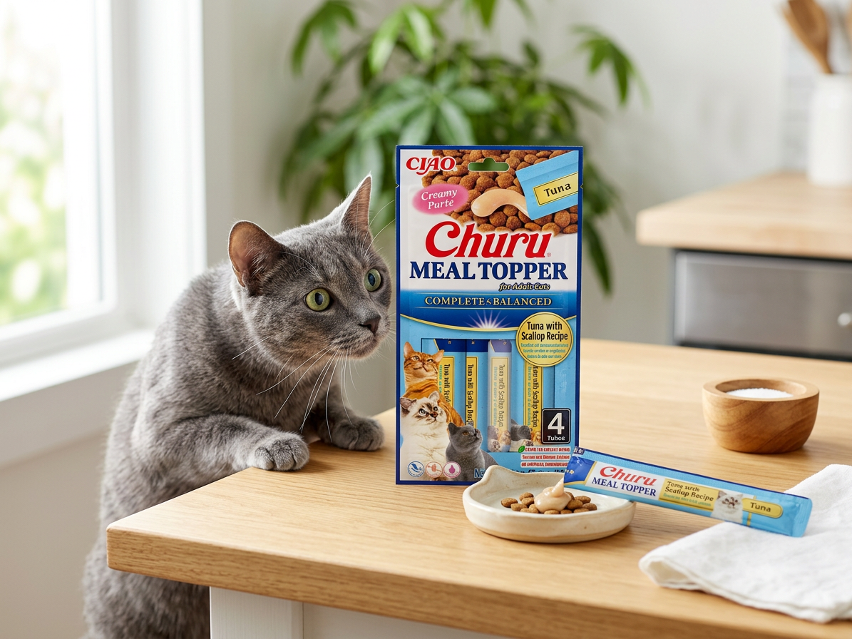 Churu Cat Meal Topper tuňák s hřebenatkou 4x14 g