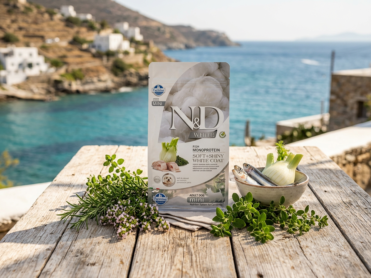 N&D White Dog Adult Mini mořský vlk, spirulina a fenykl 2 kg