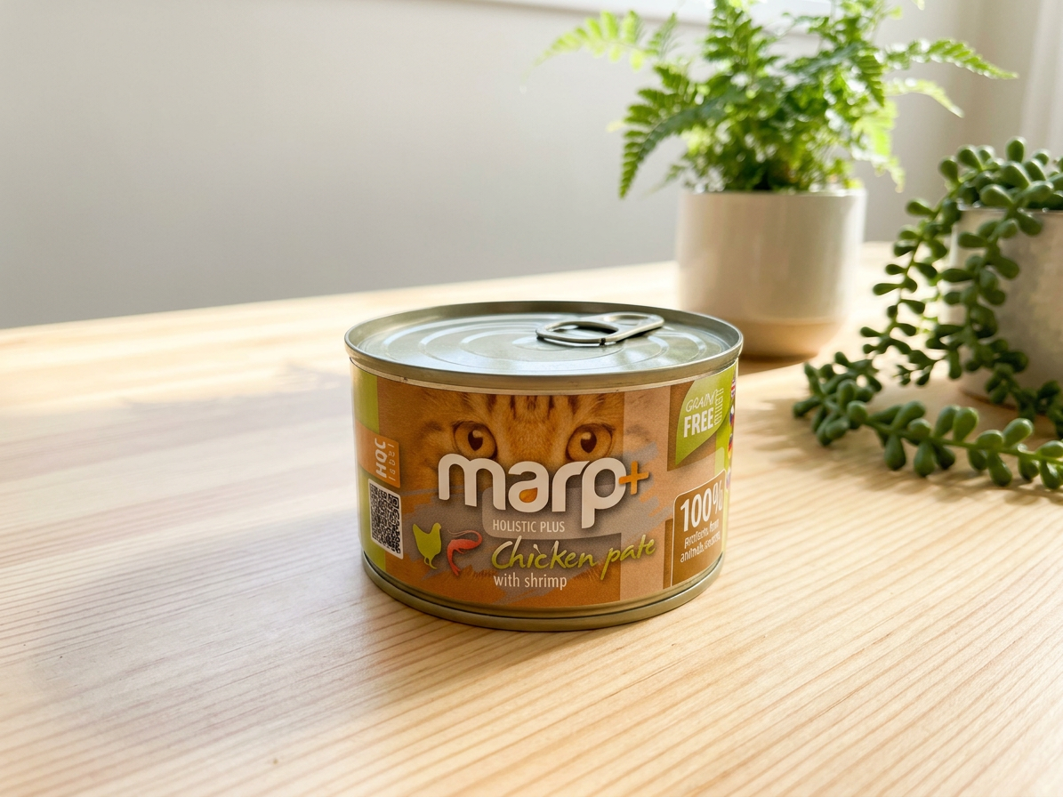 Marp Holistic Plus konzerva pro kočky – Kuřecí paté s krevetami 70g