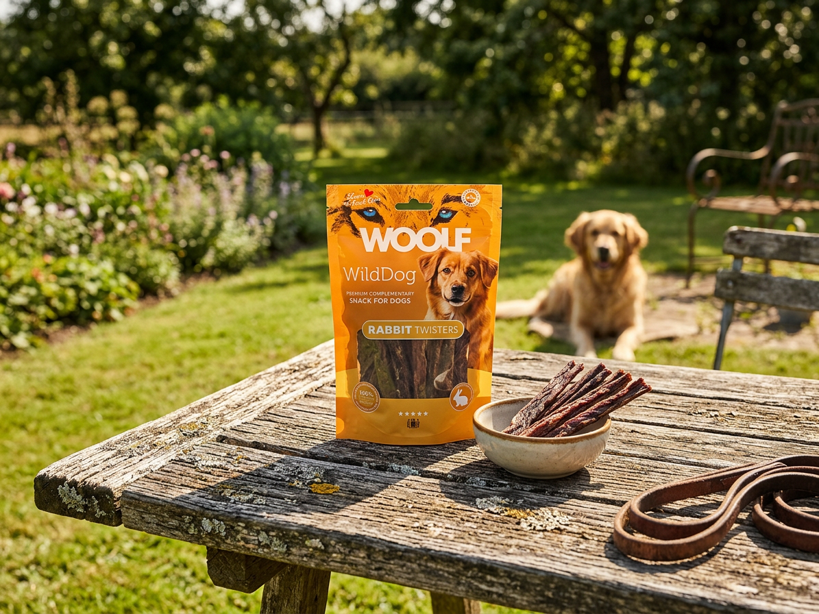 Pamlsek pro psy WOOLF WildDog poch. Twister Rabbit, 100 g