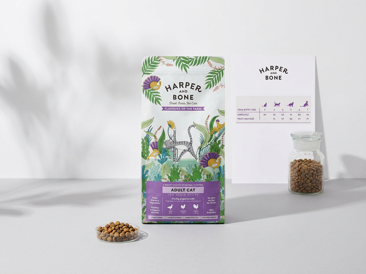 Harper and Bone Cat Adult příchutě farmy – vzorek 70 g