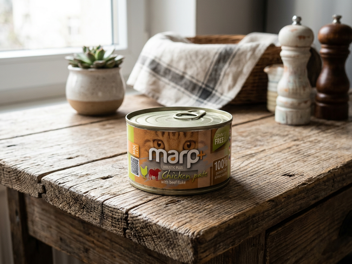 Marp Holistic Plus konzerva pro kočky - Kuřecí paté s hovězími kousky 24x70g