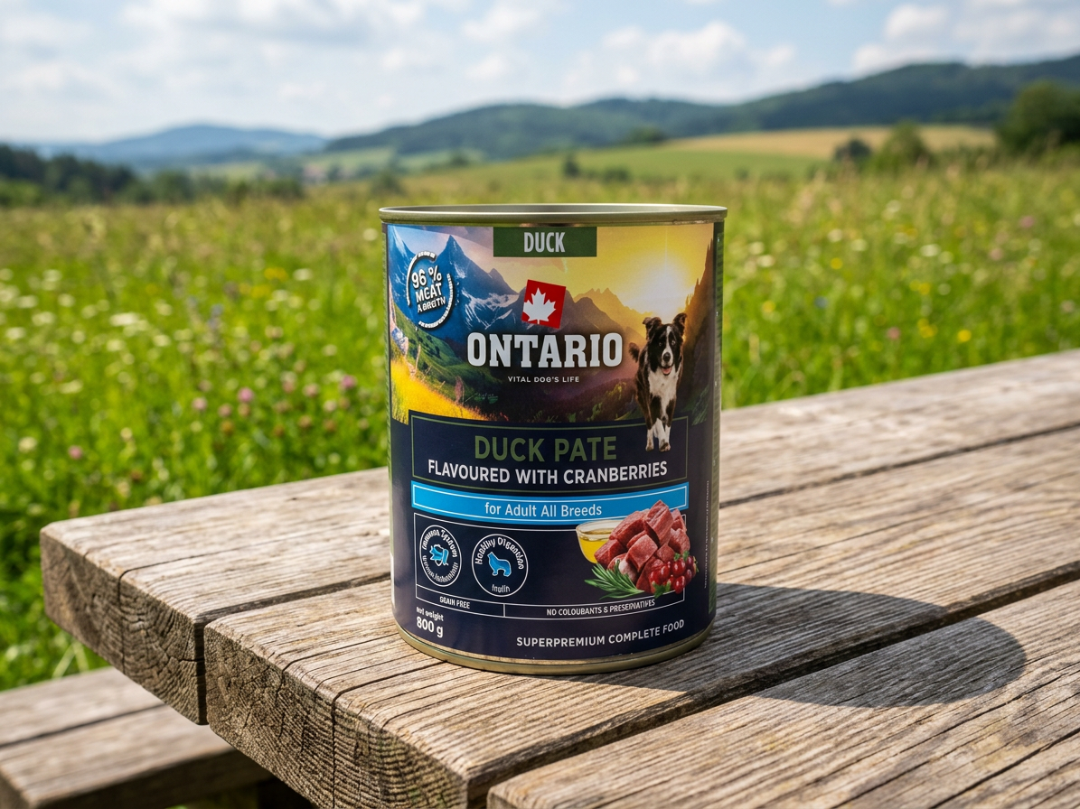 Konzerva Ontario Adult kachní pate s příchutí brusinek 800g