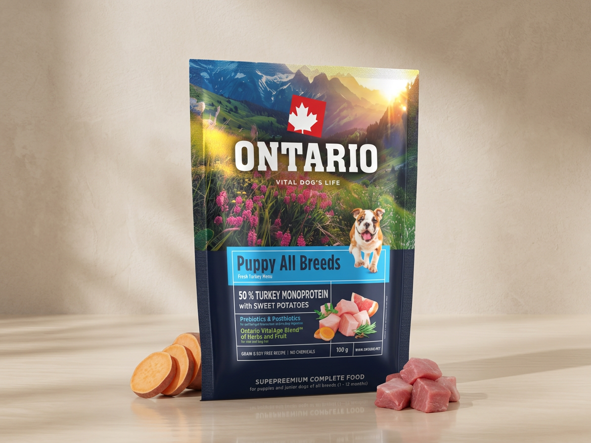 Vzorek Ontario Puppy & Junior Monoprotein krůta a batáty 0,1 kg