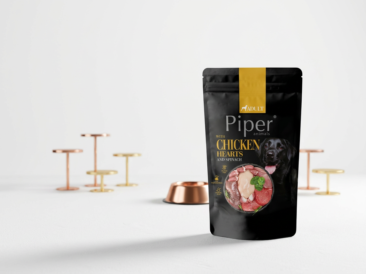 Kapsička pro psy NEW PIPER s kuřecími srdíčky a špenátem, 150 g