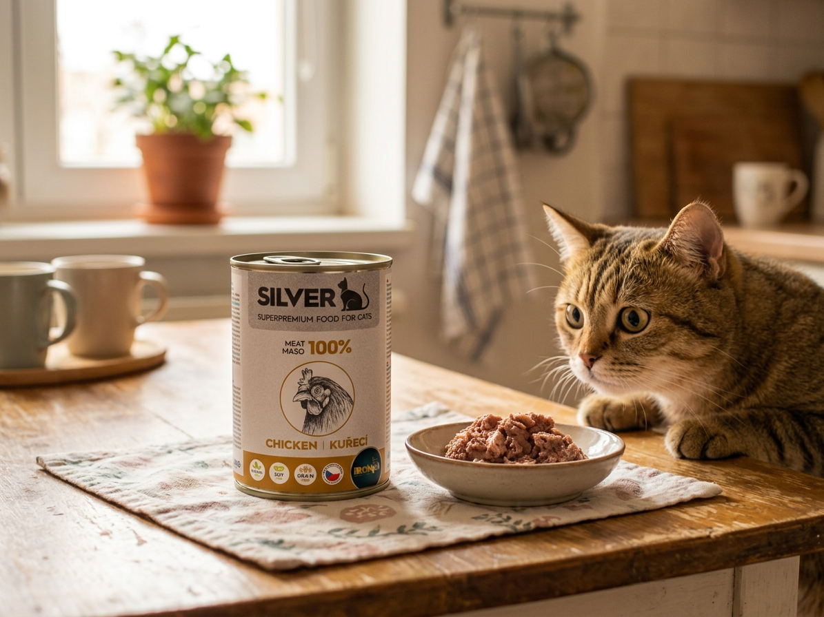 IRONpet Silver Cat Kuřecí 100% masa, konzerva 400 g